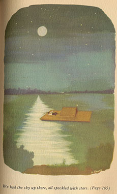 COLOR ILLUSTRATION FOR 1947 HUCK FINN