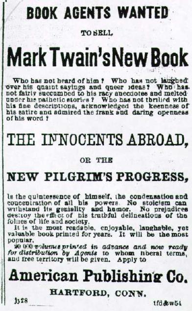 1869 NEWSPAPER ADVERTISEMENT