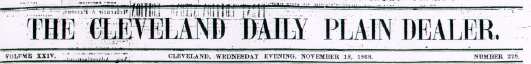 cleveland daily plain leader, 18 November 1869