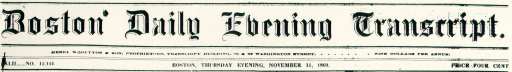 The Boston Daily Evening Transcript,
November 11, 1869