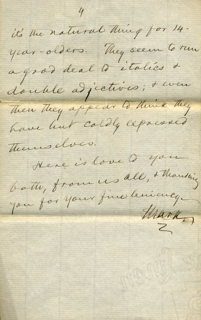 1886 LETTER TO EDWARD HOUSE, PAGE 4