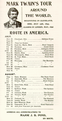 1895 TOUR SCHEDULE